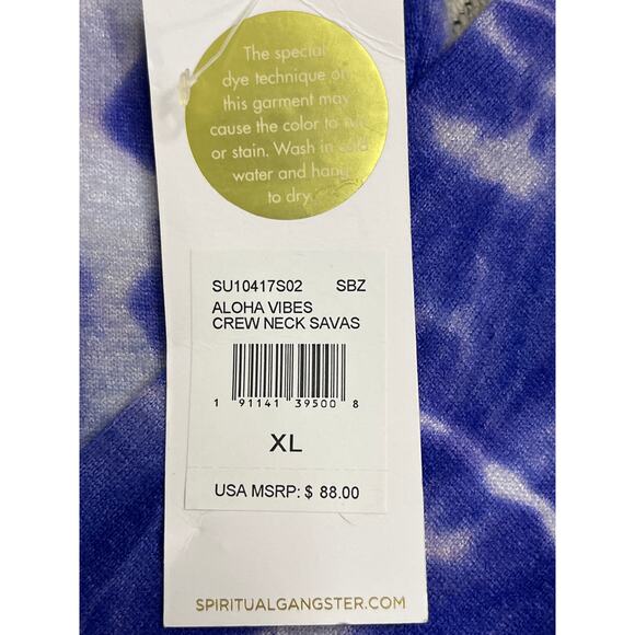 Spiritual Gangster Aloha Vibes Tie dye crew Sweater Savasana, size xl, MSRP $88 - Picture 3 of 11